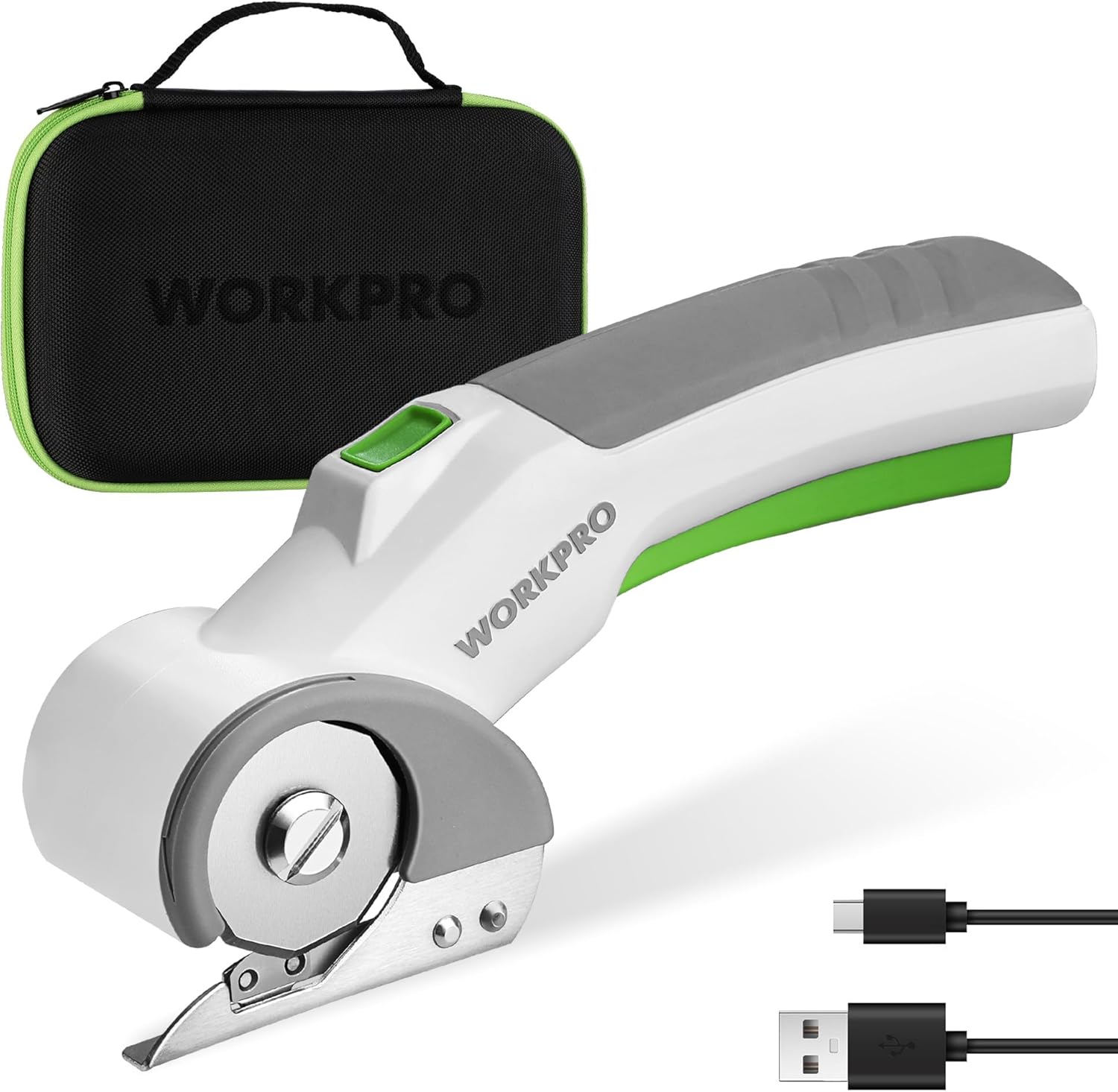 WORKPRO Cordless Electric Scissors, 4V Rechargeable Powerful Shears Cutting Tool for Fabric, Leather, Carpet and Cardboard, Power Rotary Cutters for Sewing, Scrapbooking, Crafting - Image 1