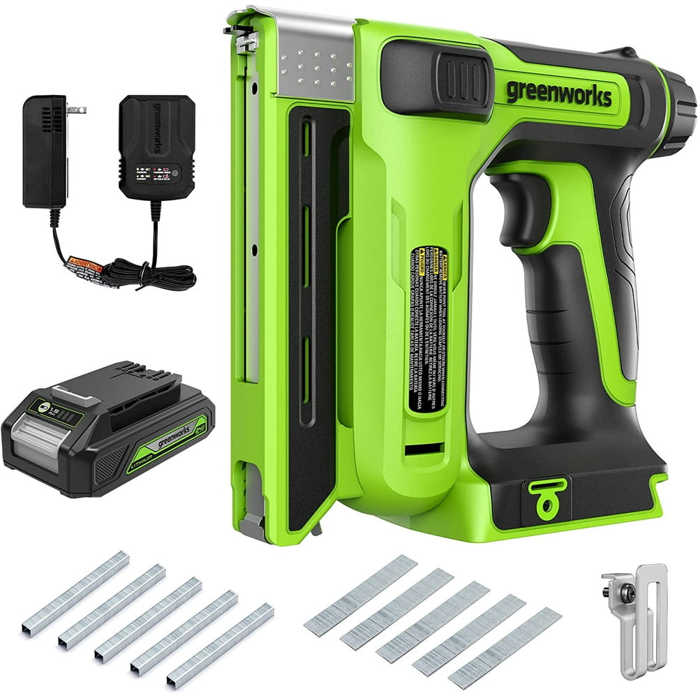 Greenworks 24V 3/8" Crown Stapler with 2Ah Battery & 2A Charger - Image 1