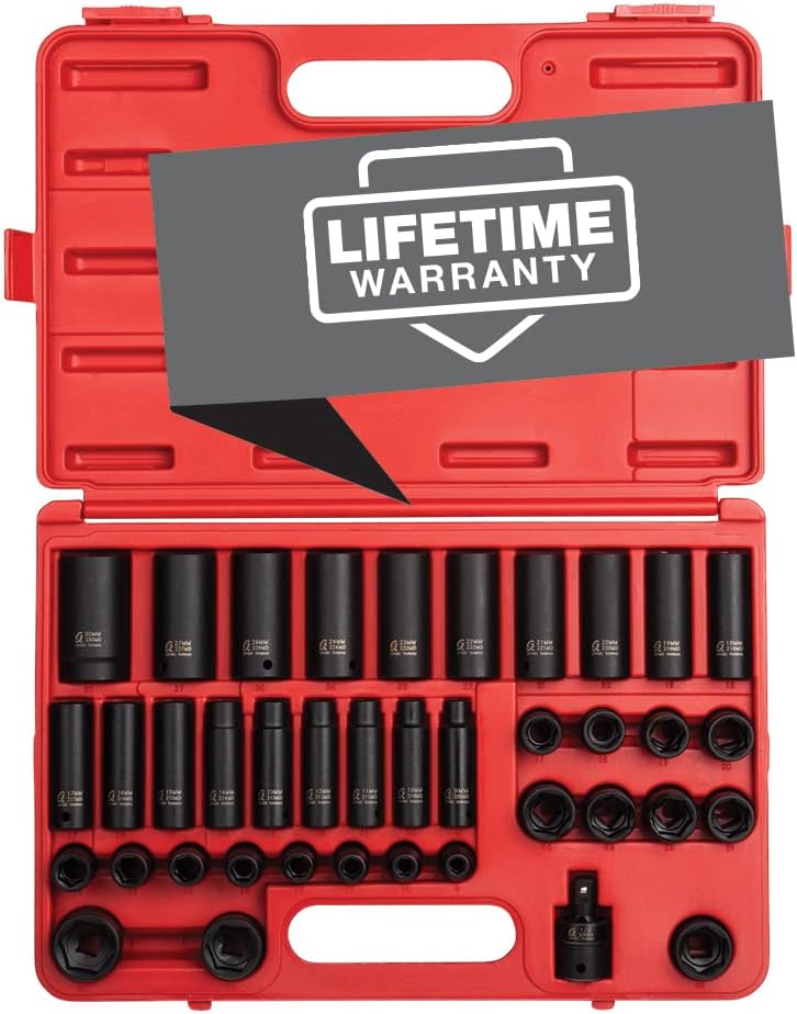 SUNEX TOOLS 2669, 1/2 Inch Drive Master Impact Socket Set, 39-Piece,, 9mm-30mm, Standard/Deep, Cr-Mo Steel, Radius Corner Design, Dual Size Markings, Heavy Duty Storage Case - Image 1