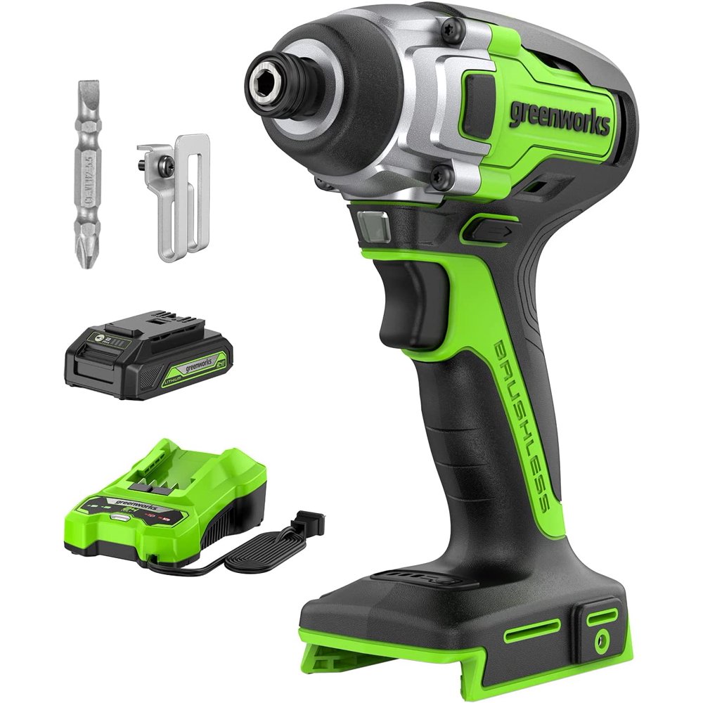 Greenworks 24V Brushless Impact Driver Kit, 2650 in-lbs 3-Speed + 2Ah Battery & 2A Charger - Image 1