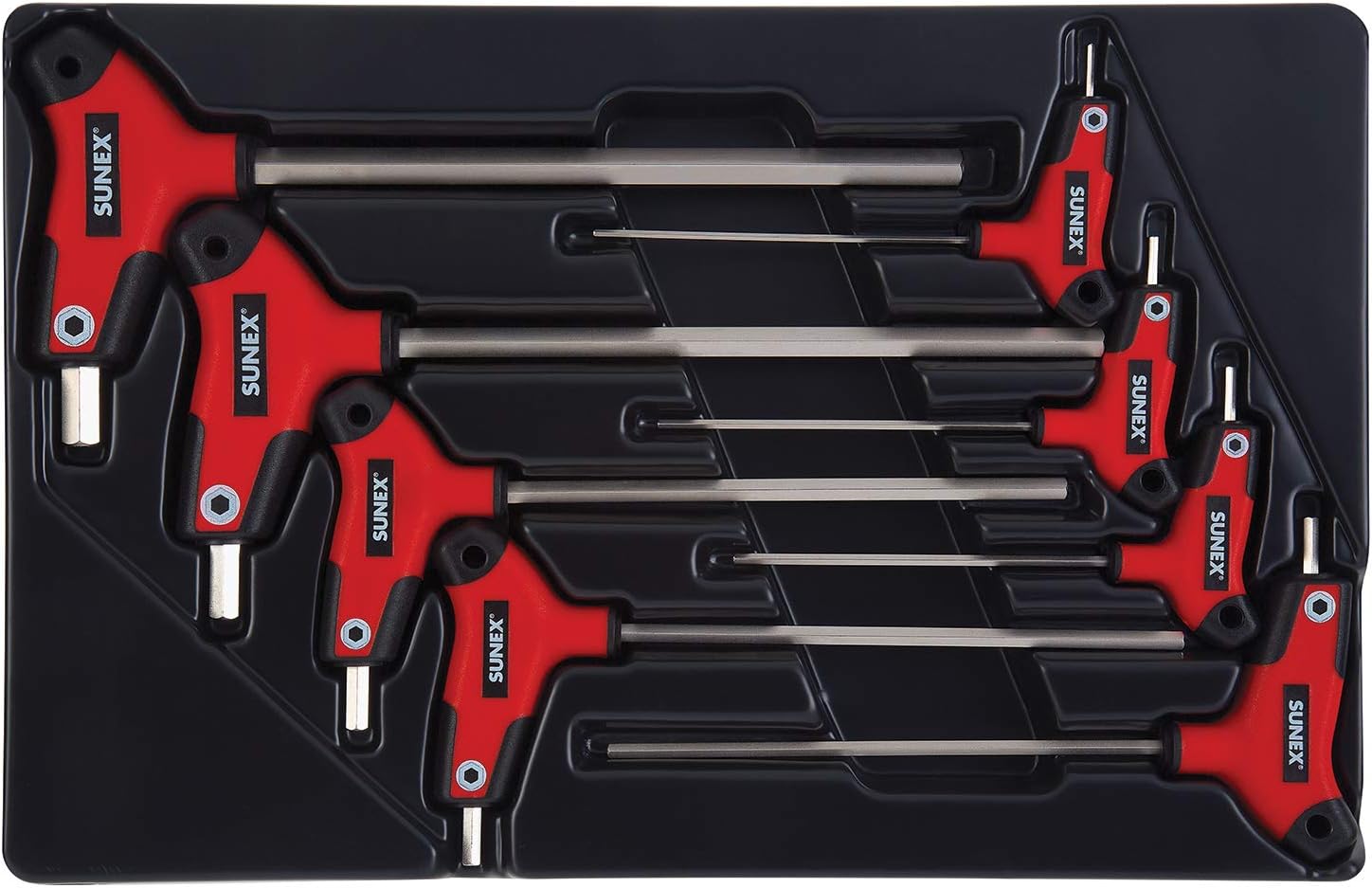Sunex 9858M, Hex Key Set, 8Piece, Metric, 2mm to 10mm, Comfort Grip, Rubber Overmolded Handle, Storage Tray - Image 1