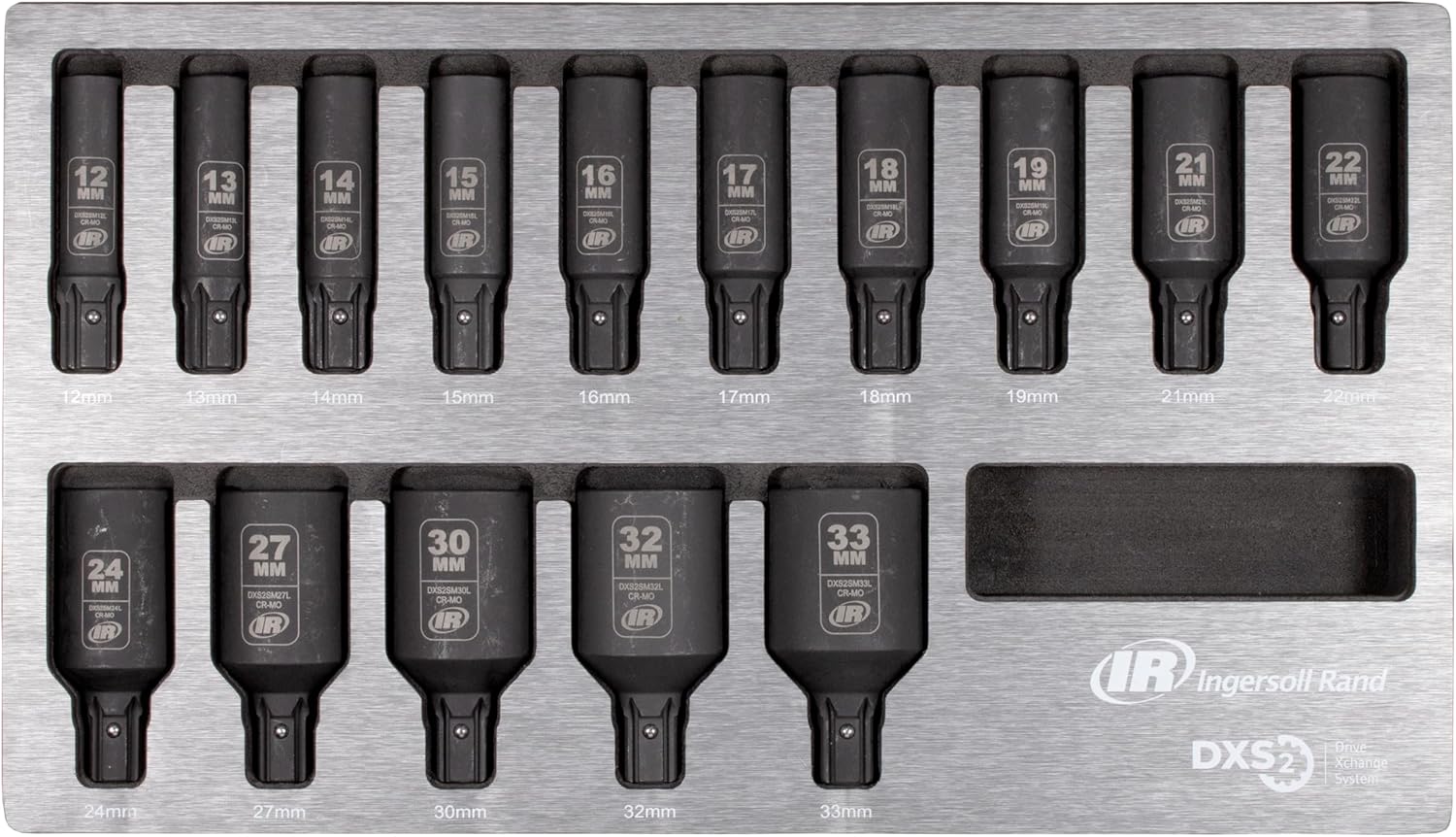Ingersoll Rand DXSK2M15L DXS2 Drive Hex Deep Metric Impact Socket Set, 15-Piece - Image 1