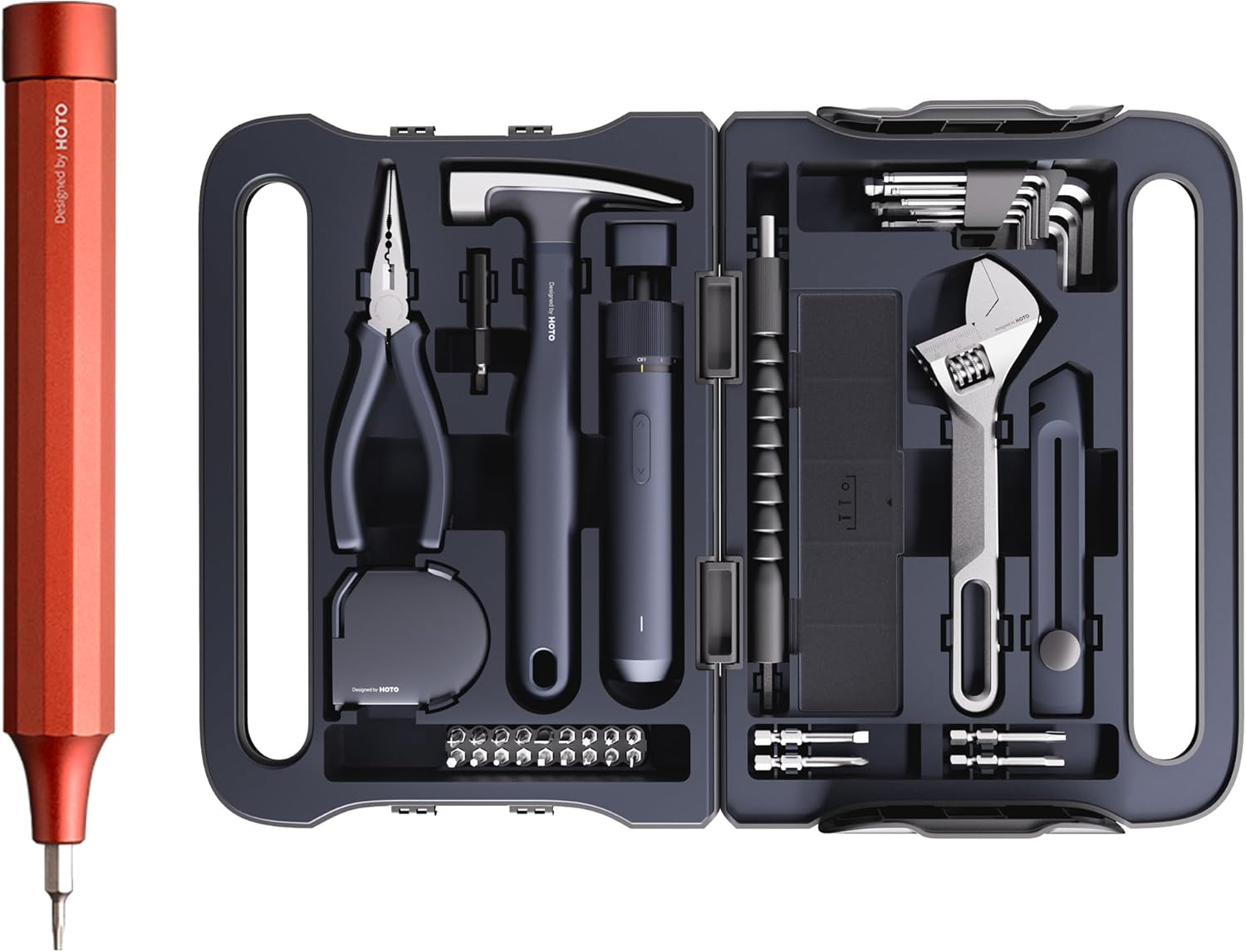HOTO 24 in 1 Multi Bit Mini Screwdriver Set + 40-Piece Tool Kit, Household Essentials tool set w/Smart Electric Screwdriver - Image 1