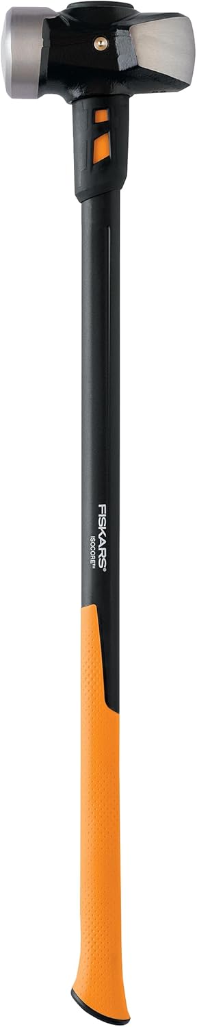 Fiskars PRO IsoCore 10 lb Sledge Hammer, 36", Shock-Absorbing Handle, Wedged Demolition Face, Orange/Black - Image 1
