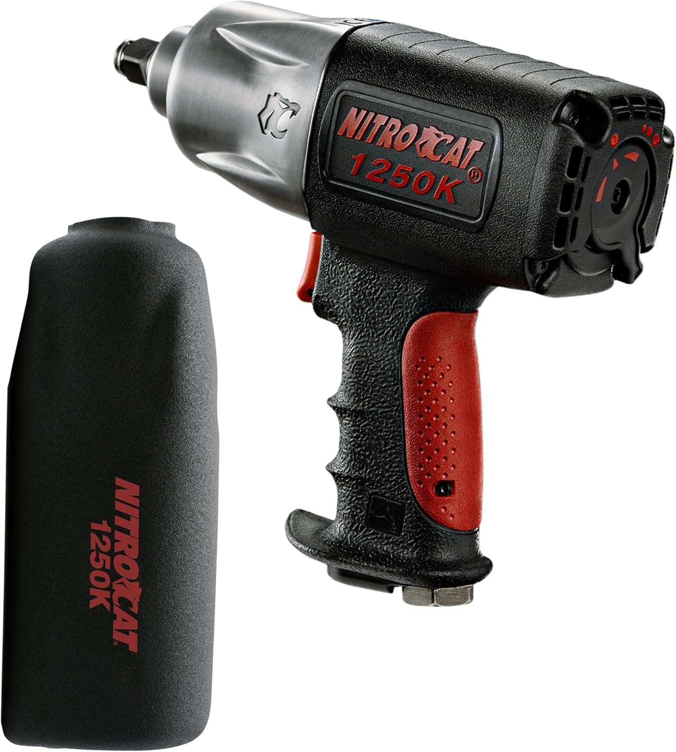 AIRCAT Pneumatic Tools 1250-K 1/2-inch NITROCAT Composite Twin Clutch Impact Wrench and Boot - Powerful & Long-Lasting Power Wrench - Air Tool with Ergonomic Handle - Image 1