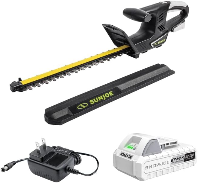 Sun Joe 24V-HT16-LTE | IONMAX Cordless Hedge Trimmer Kit | 16-inch | W/ 2.0-Ah Battery + Charger (Renewed) - Image 1