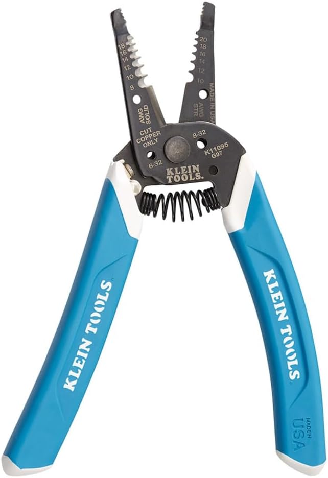 Klein Tools K11095 Klein-Kurve Wire Stripper and Cutter, Made in USA, for 8-18 AWG Solid and 10-20 AWG Stranded Wire - Image 1
