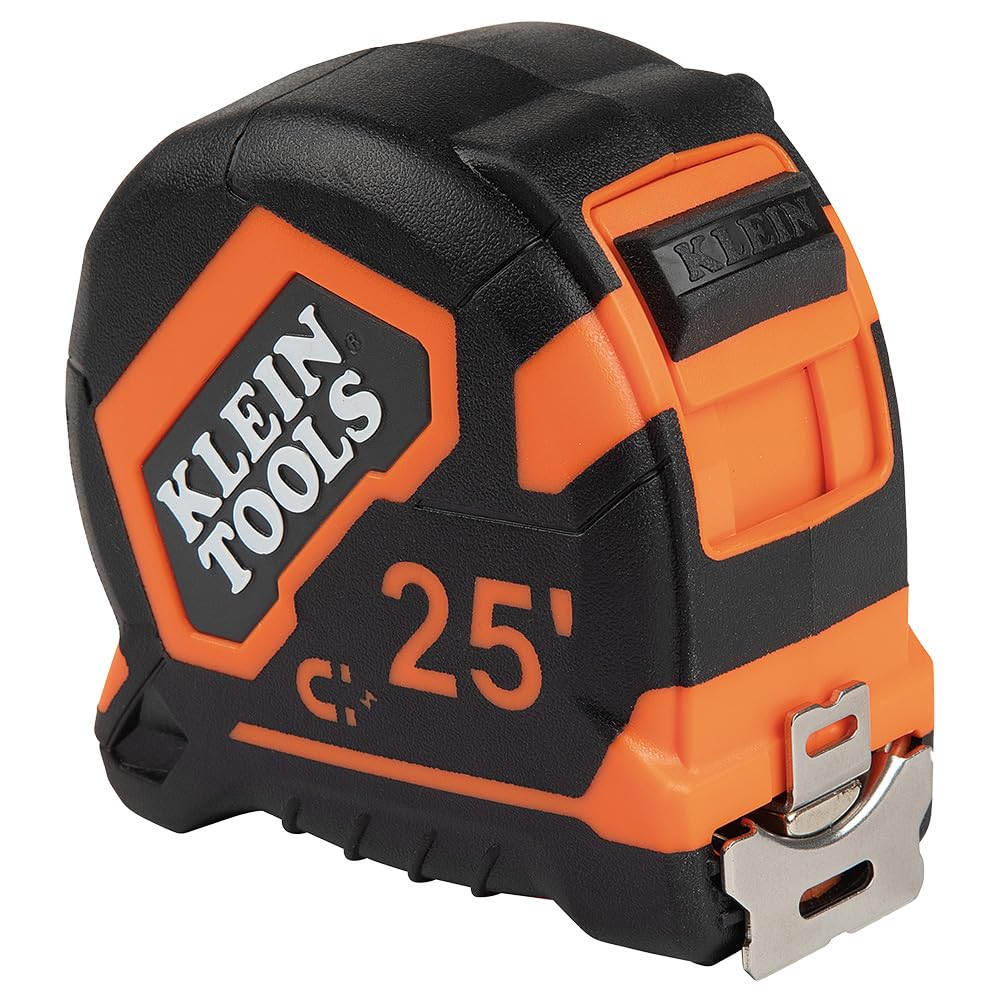 Klein Tools 9225 Tape Measure, Heavy-Duty Measuring Tape with 25-Foot Double-Hook Double-Sided Nylon Reinforced Blade, with Metal Belt Clip - Image 1