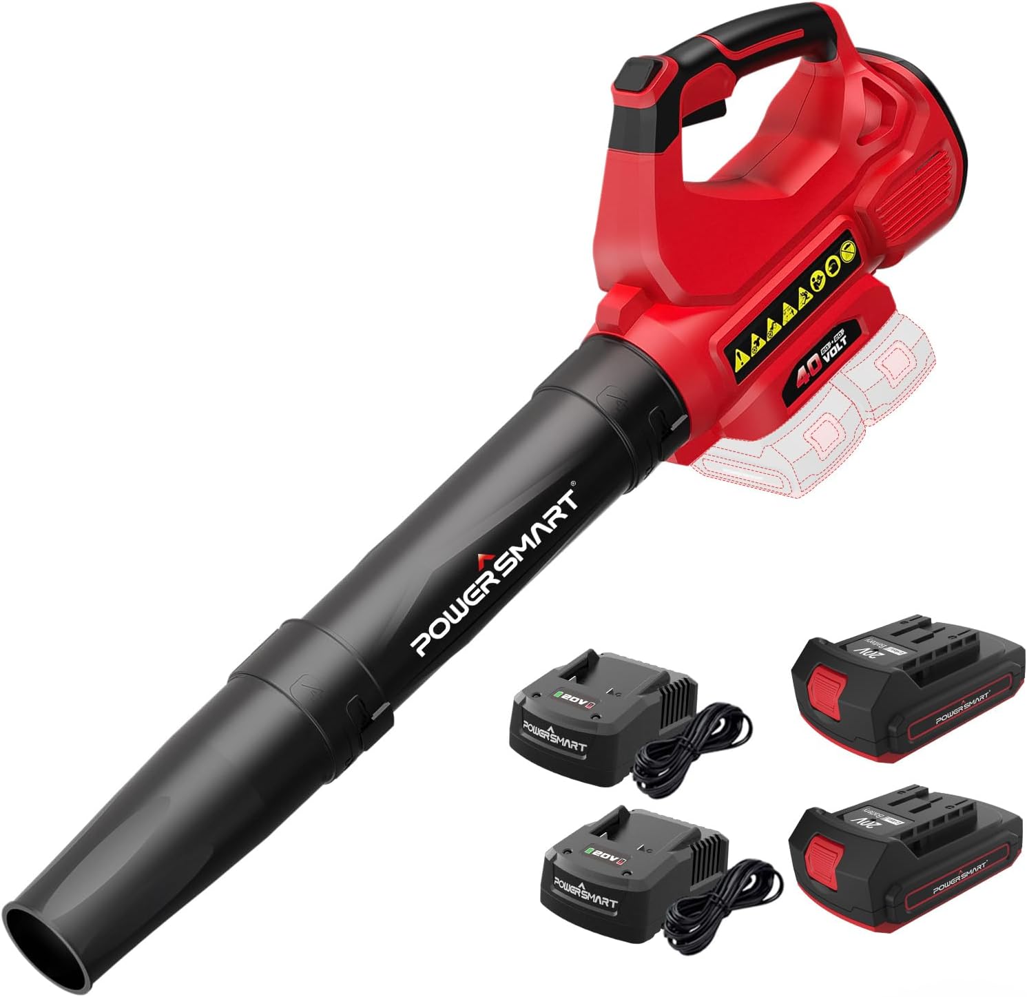 Powersmart 40v Handheld Cordless Electric Snow Blower,for Car with Two-Speed Design for Car Include 2X 2.0ah Batteries & Chargers,Ideal for Vehicle Snow Removal and Home Cleaning - Image 1