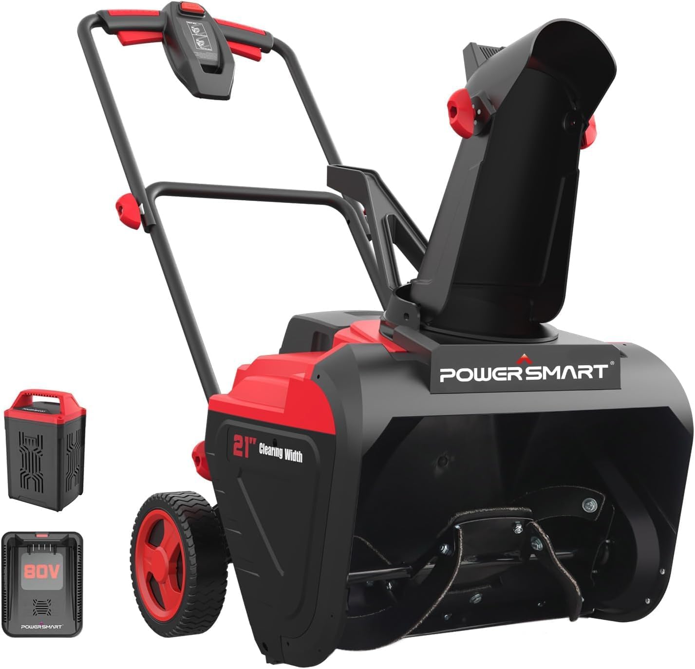 PowerSmart 80V 21-Inch Single Stage Cordless Snow Blower with 6.0Ah Battery and Charger - Image 1