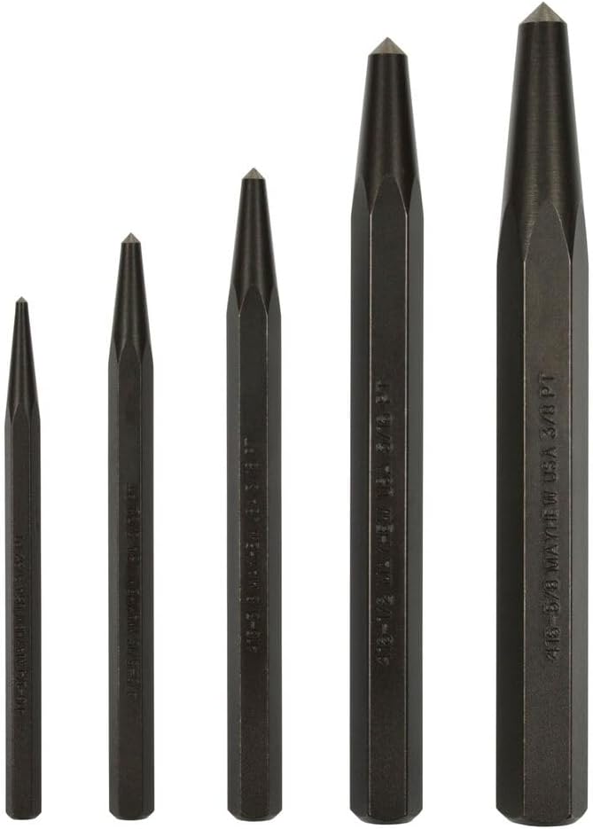 Mayhew Tools 62214 Center Punch, 5-Piece Set, Black Oxide Finish - Image 1