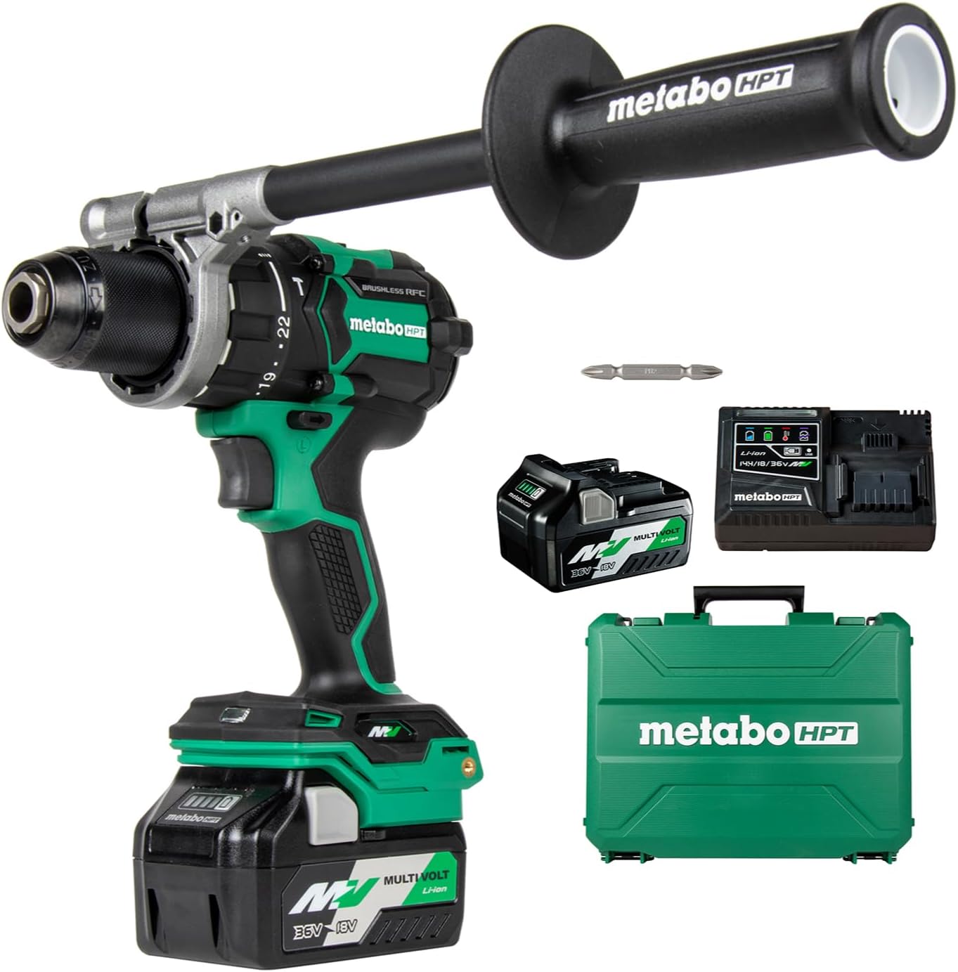 Metabo HPT 36V MultiVolt™ Cordless Brushless 1/2" Hammer Drill Kit, Power Drill Kit with Lithium-Ion Metabo Batteries , Case and Charger, Compact Lightweight Power Tool, DV36DC - Image 1