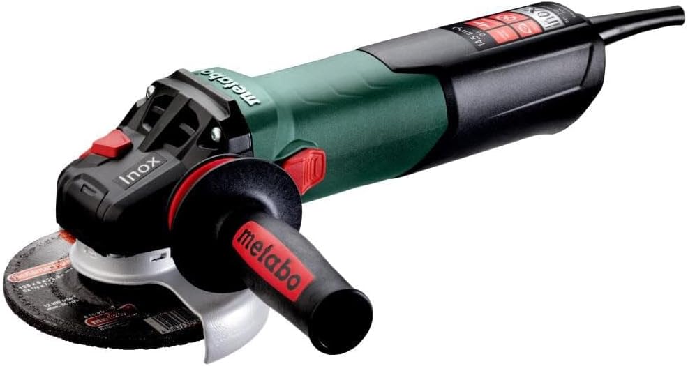 Metabo 4-1/2-Inch / 5-Inch Variable Speed Angle Grinder, 2,000-7,600 RPM, 14.5 Amp, Electronics, Slide Switch (Locking), Safety Clutch, M-Quick Wheel Change, WEV 17-125 Quick Inox, 600517420, Green - Image 1