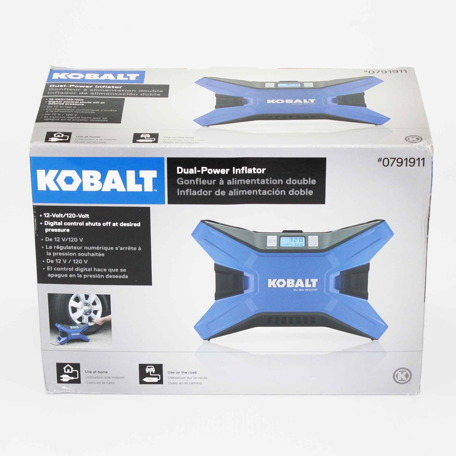 Kobalt 120v & 12v Portable Air Compressor Inflator Tire Pump Nozzle Needles 120 PSI LED Display - Image 1