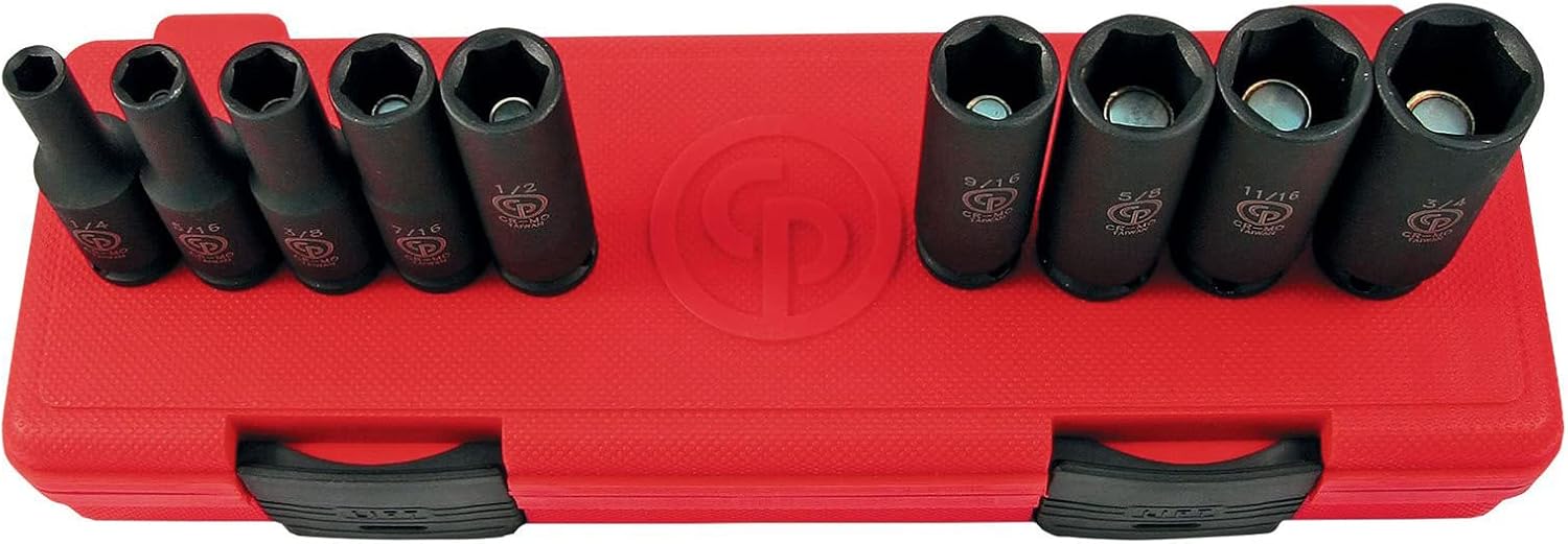Chicago Pneumatic SS309DG - 3/8 Inch Square Drive, SAE, Deep, Magnetic, 6 Point, Impact Socket Set (9 PCS) - Image 1
