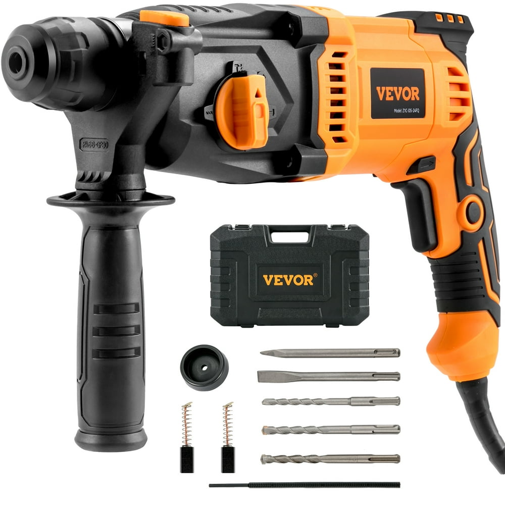 VEVOR 1 Inch SDS-Plus Rotary Hammer Drill, 8 Amp Corded Drills, Heavy Duty Chipping Hammers w/Safety Clutch, Electric Demolition Hammers, Taladro Rotomartillo, Power Tool For Concrete - Image 1