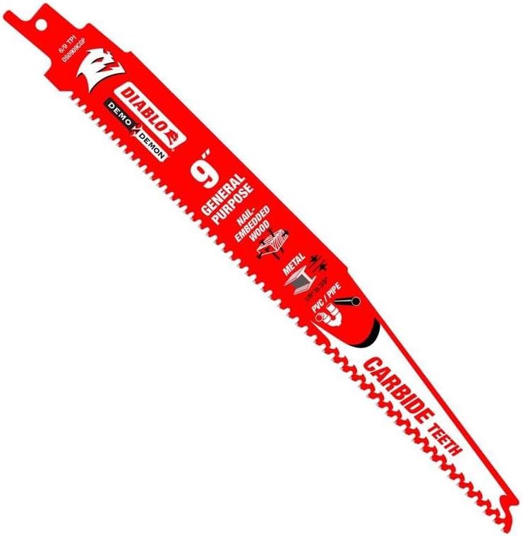 Diablo Demo Demon Carbide Teeth Reciprocating Saw Blades for General Purpose Cuts - Carbide Tooth Design - 9" Length, 6/9 TPI, 3-Pack - DS0909CGP3 - Image 1