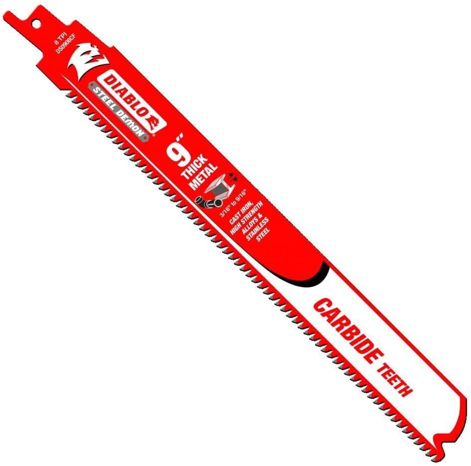 Diablo DS0908CF10 9" 8TPI Steel Demon Carbide Teeth Reciprocating Saw Blades for Thick Metal (10-Pack) - Image 1