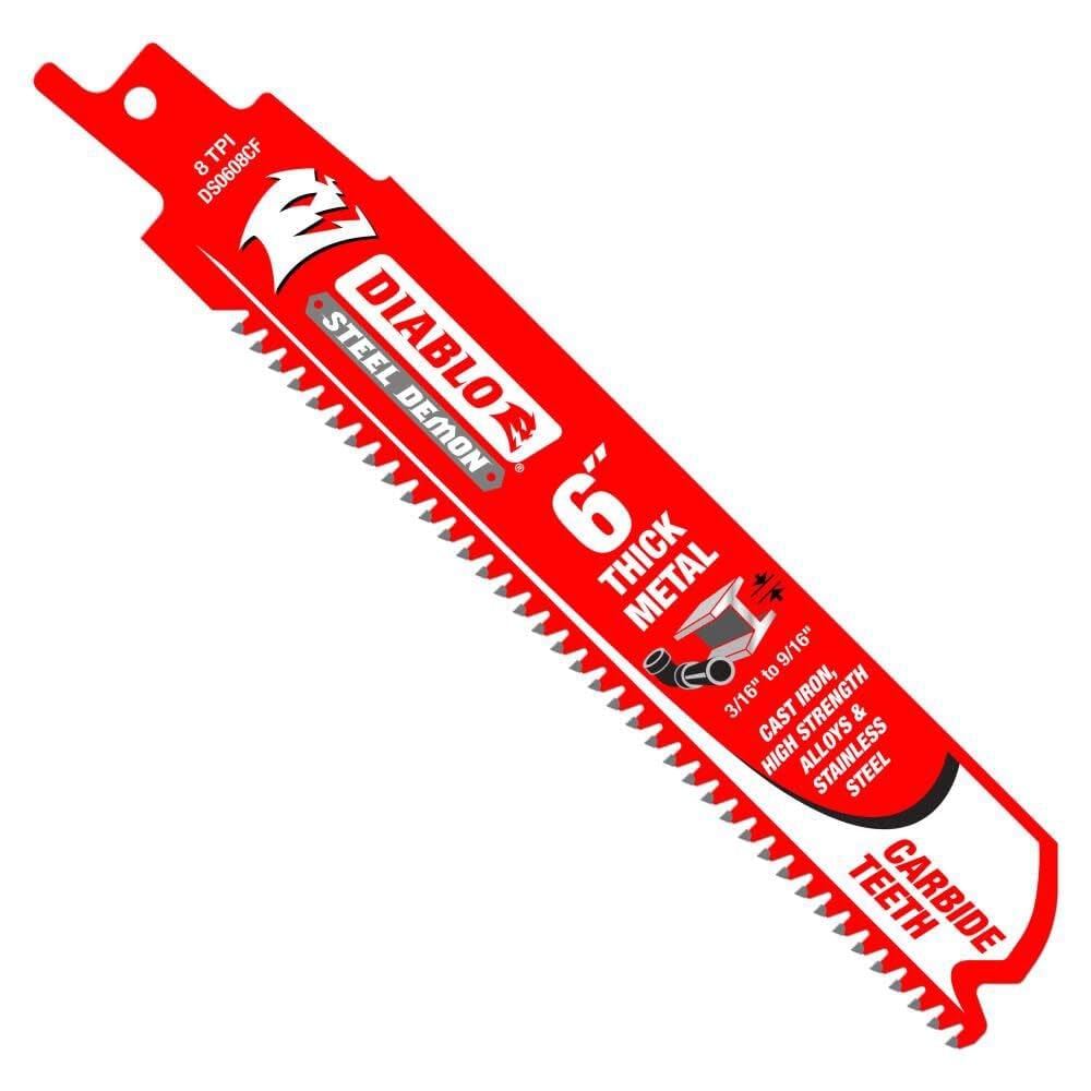 Diablo Steel Demon Carbide Teeth Reciprocating Saw Blades for Thick Metal - for Extreme Metal Cutting - Carbide Tooth Design - 6" Length, 3 TPI, 3-Pack - DS0608CF3 - Image 1