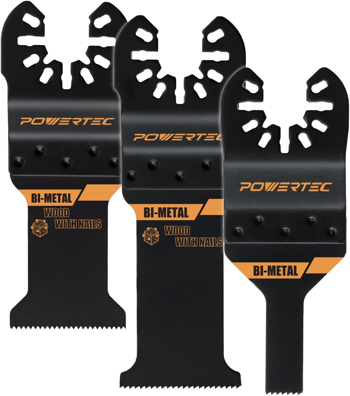POWERTEC Oscillating Tool Blade 3pc Set – Bi-Metal Multitool Blades for Fast Wood Cutting, Detail Work, and General Purpose Applications (14502) - Image 1