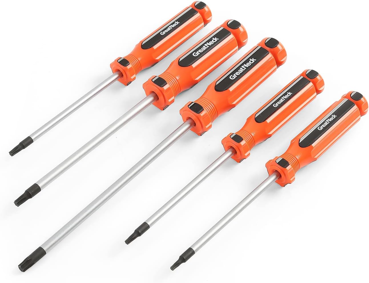 5-PC Torx Screwdriver Set, T10-T30 TORX Drivers, Chrome Vanadium Steel Screw Drivers, Star Screwdriver Magnetized Tips, Screw Driver Acetate Handles, GreatNeck 73721 - Image 1