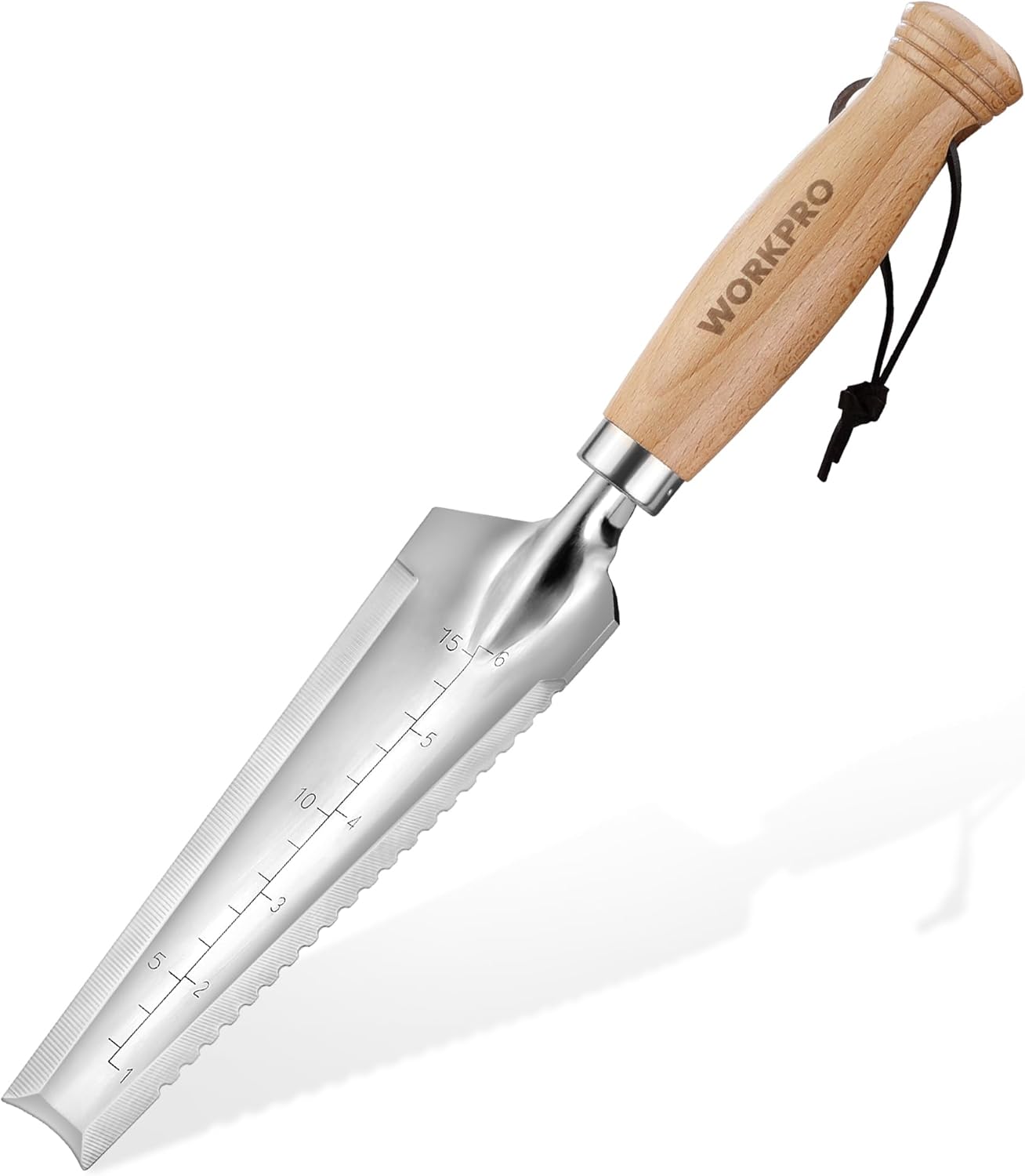 WORKPRO Garden Trowel with Wood Handle, Stainless Steel Narrow Hand Shovel, Multi- Use Flat Garden Trowel for Planting, Weeding, Transplanting, Digging, Small Weeding Knife for Gardening - Image 1