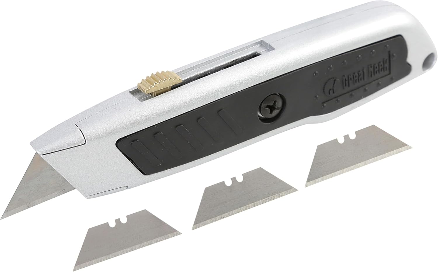 GreatNeck Heavy Duty Retractable Utility Knife, Lightweight Box Cutter, Retractable Razor Blade Knife, Cutter For Cardboard, Boxcutter and Blades - Image 1