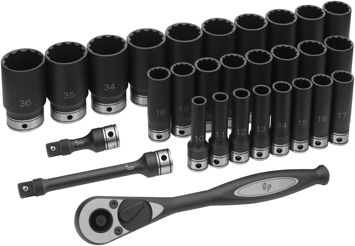 Grey Pneumatic 82229MD 1/2" Drive 12-Point Deep Length Metric Duo-Socket Set - 29 Piece - Image 1