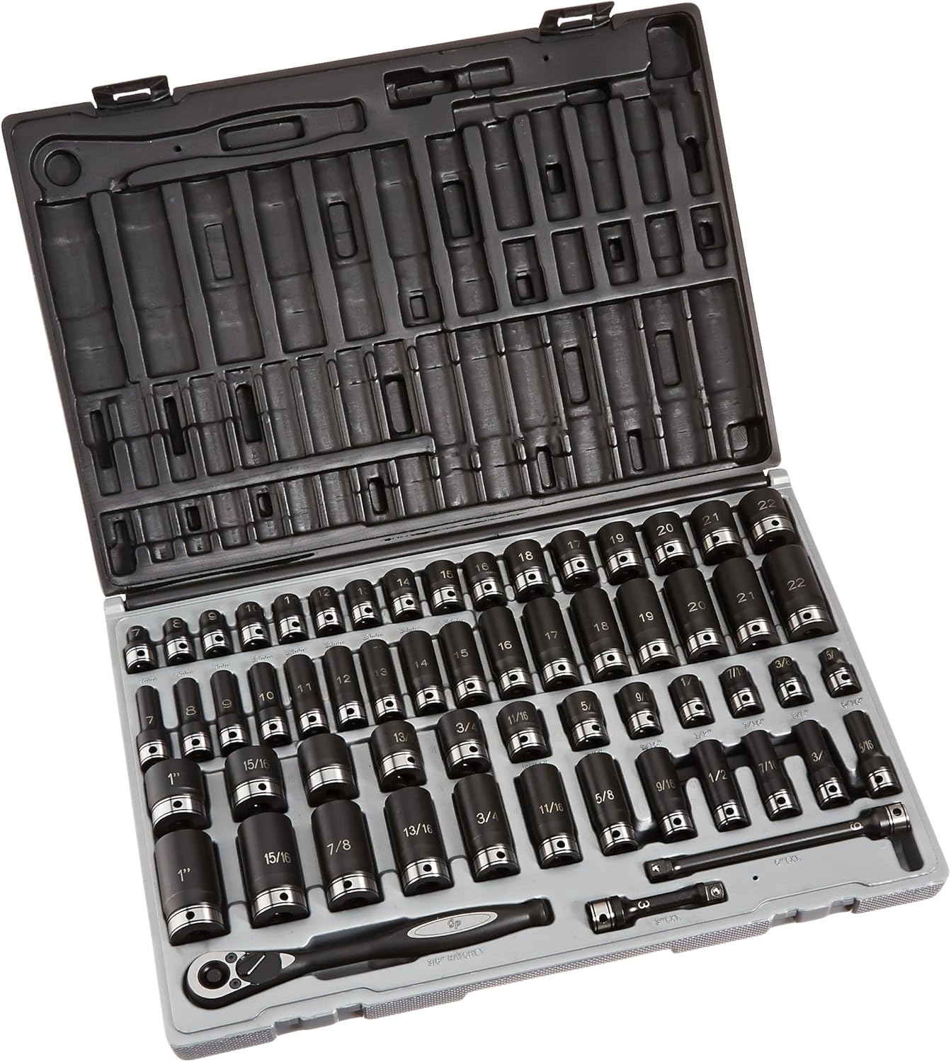 3/8" Dr. 59pc Fract. & Metric Duo-Socket Set - 12 - Image 1
