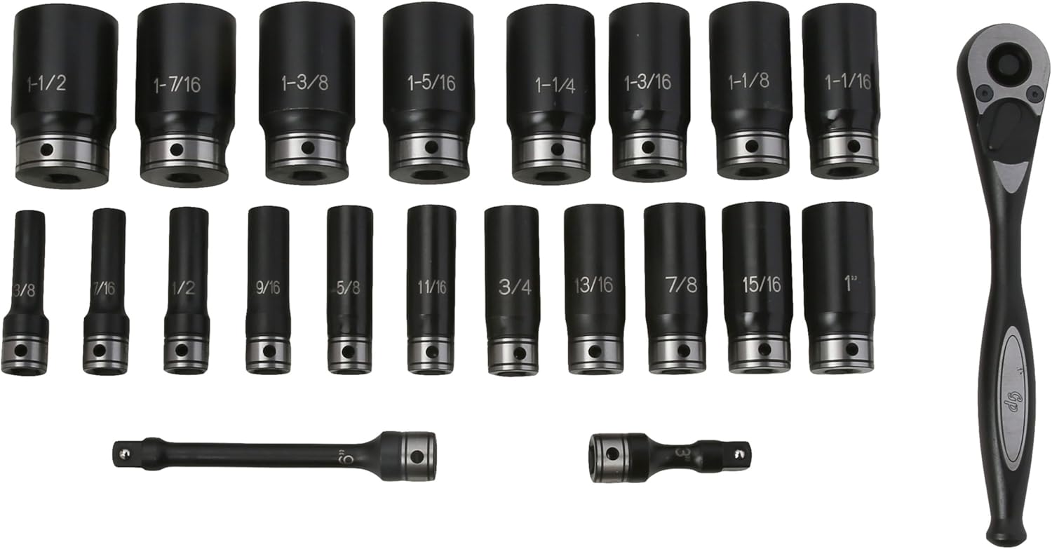 Grey Pneumatic 82622D 1/2" Drive 22pc Deep Length Fractional Duo-Socket Set - 6 P - Image 1