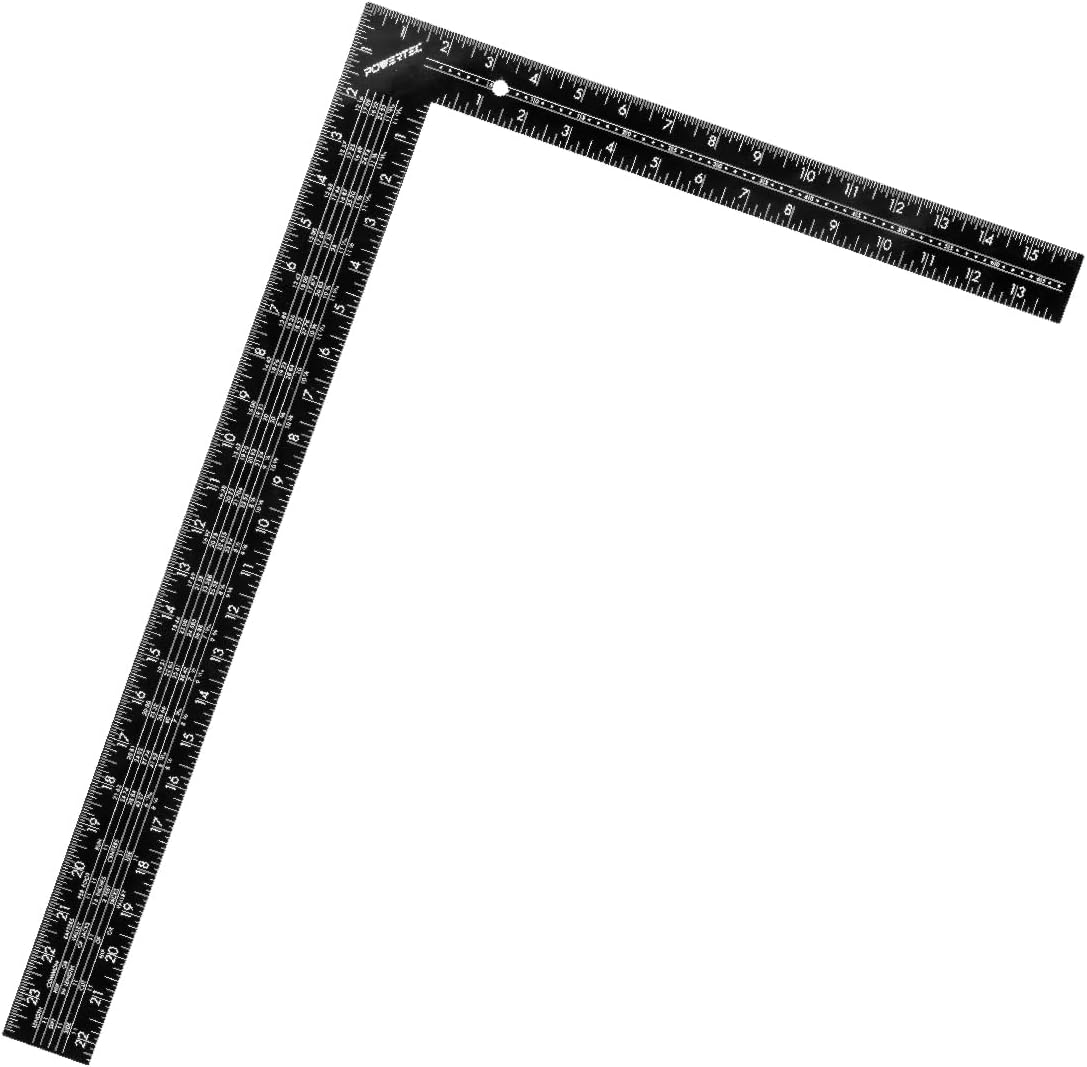 POWERTEC Framing Square, 16'' x 24'' Carpenter Square with Imperial & Metric Graduations, Woodworking Square for Carpenter, Woodworking, Construction, Stair Gauges (80036V) - Image 1