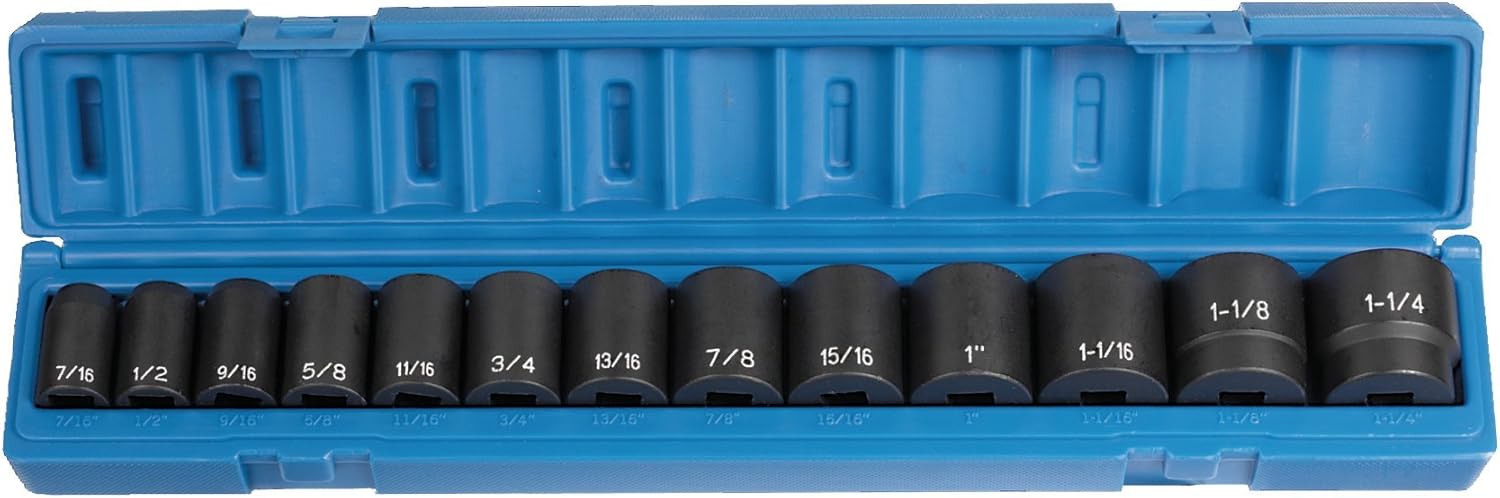 Grey Pneumatic Corp 1312 1/2'' Drive Standard Length Fractional Set - 13 Piece - Image 1