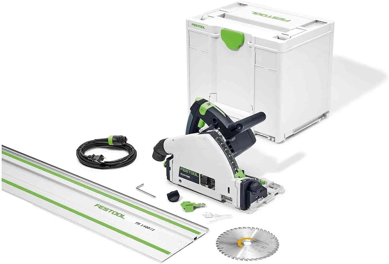 Festool Plunge-Cut Track Saw TS 55 FEQ-F-Plus-FS with 55-Inch (1400mm) Guide Rail - Image 1