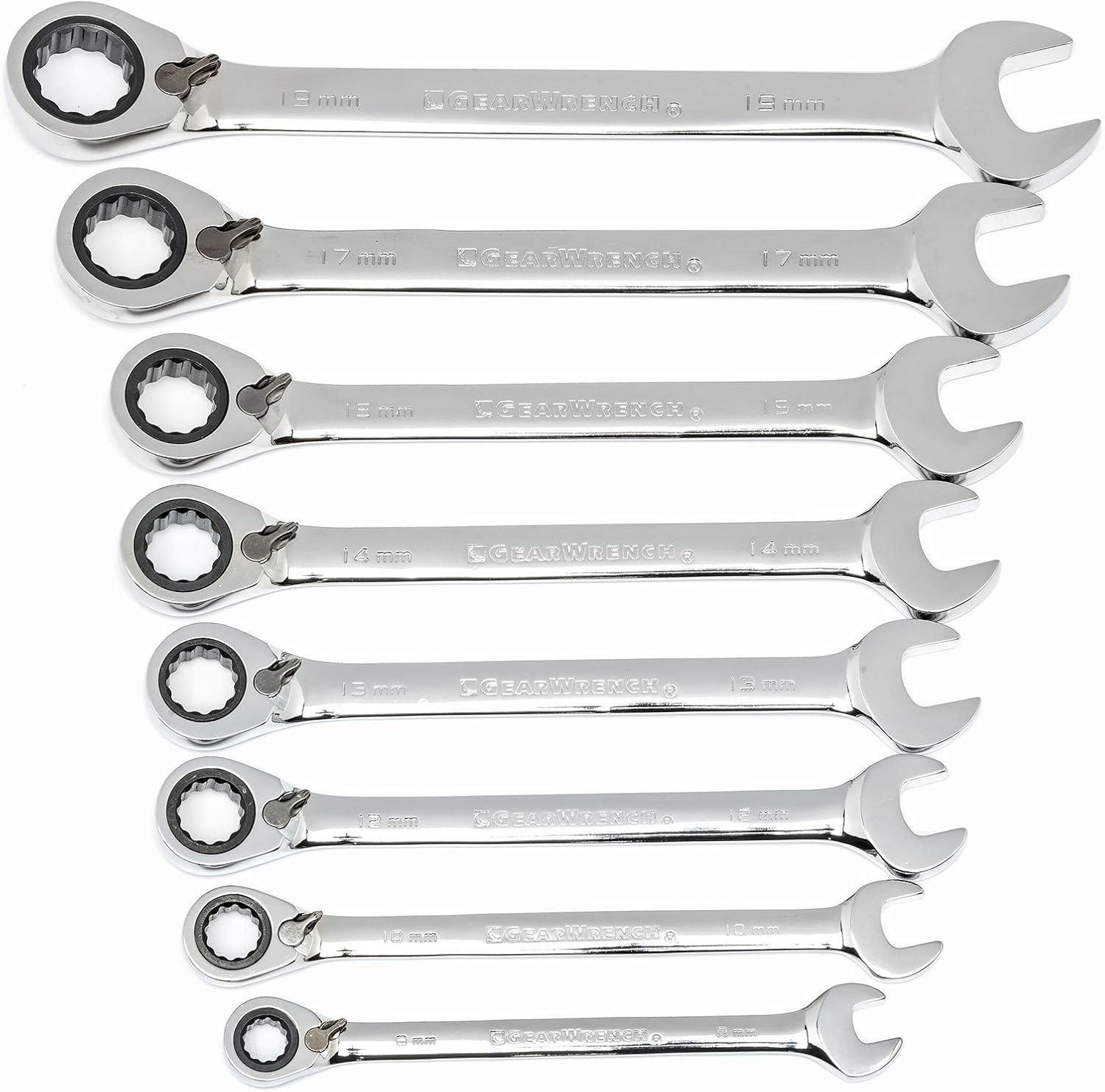 GEARWRENCH 8 Pc. 12 Pt. Reversible Ratcheting Combination Wrench Set, Metric - 9543 - Image 1