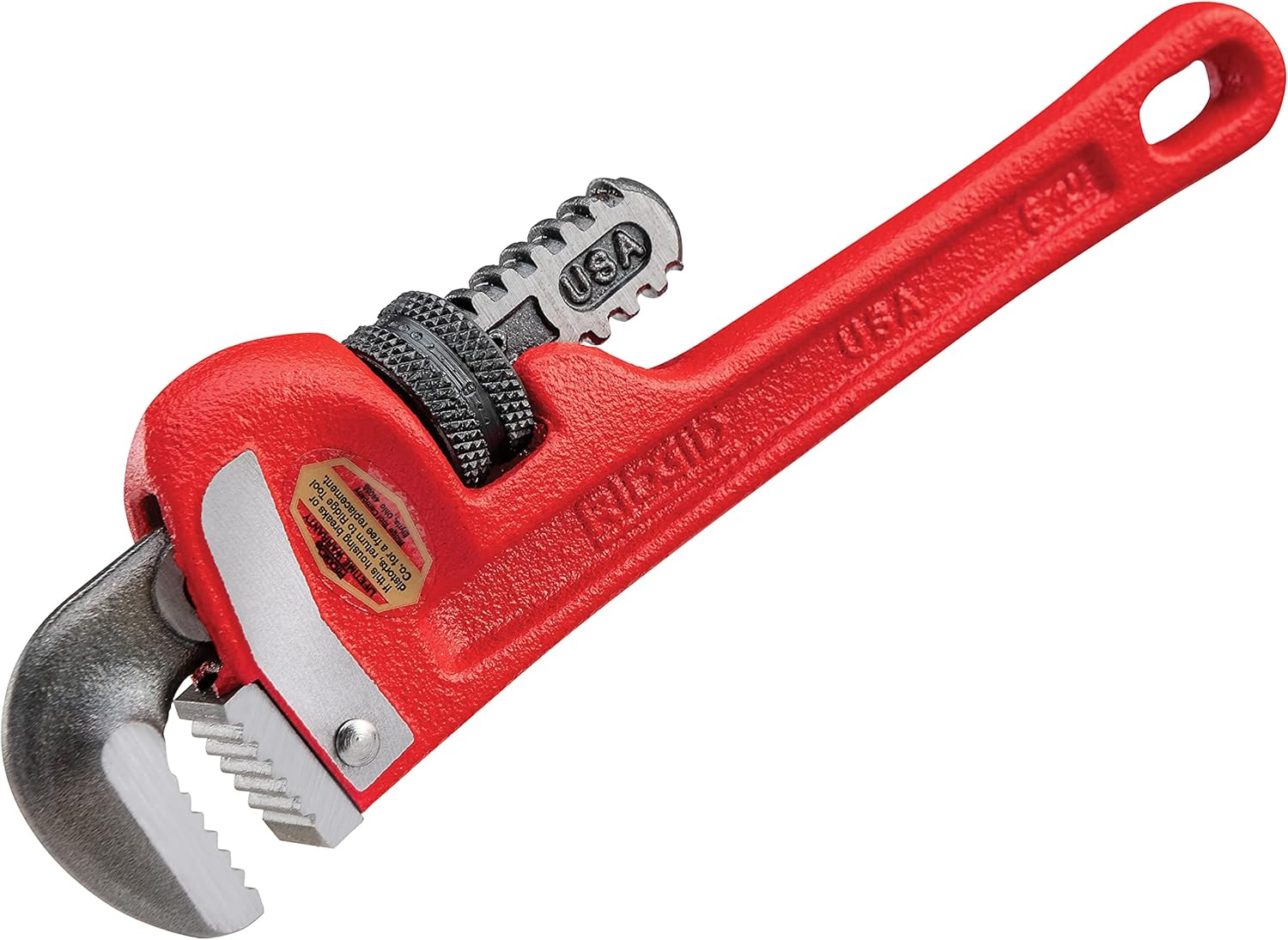 RIDGID 31000 Model 6 Heavy-Duty Plumbing Straight 6" Pipe Wrench, Red, Made in the USA - Image 1