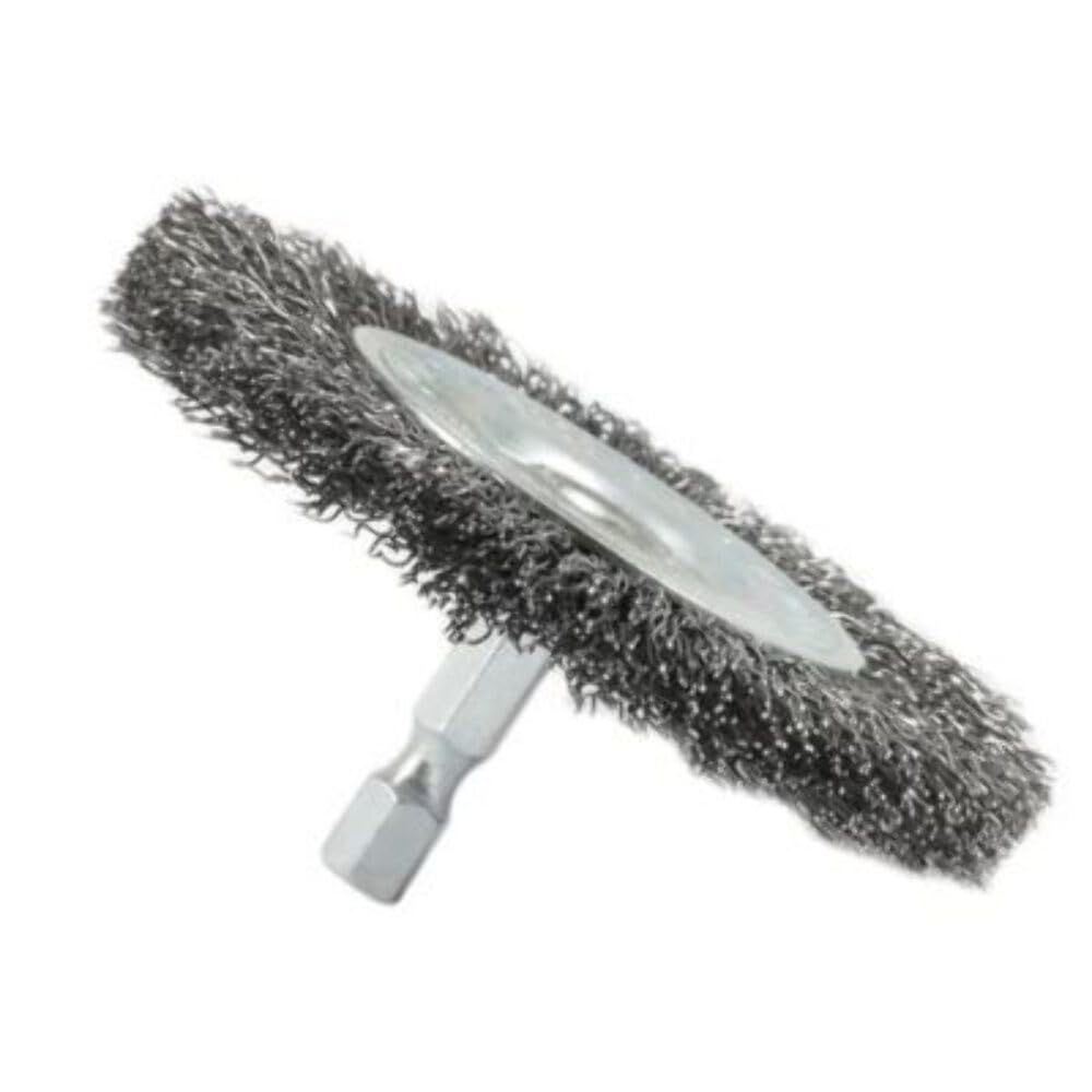 Forney 72735 Wire Wheel Brush, Coarse Crimped with 1/4-Inch Hex Shank, 3-Inch-by-.012-Inch - Image 1