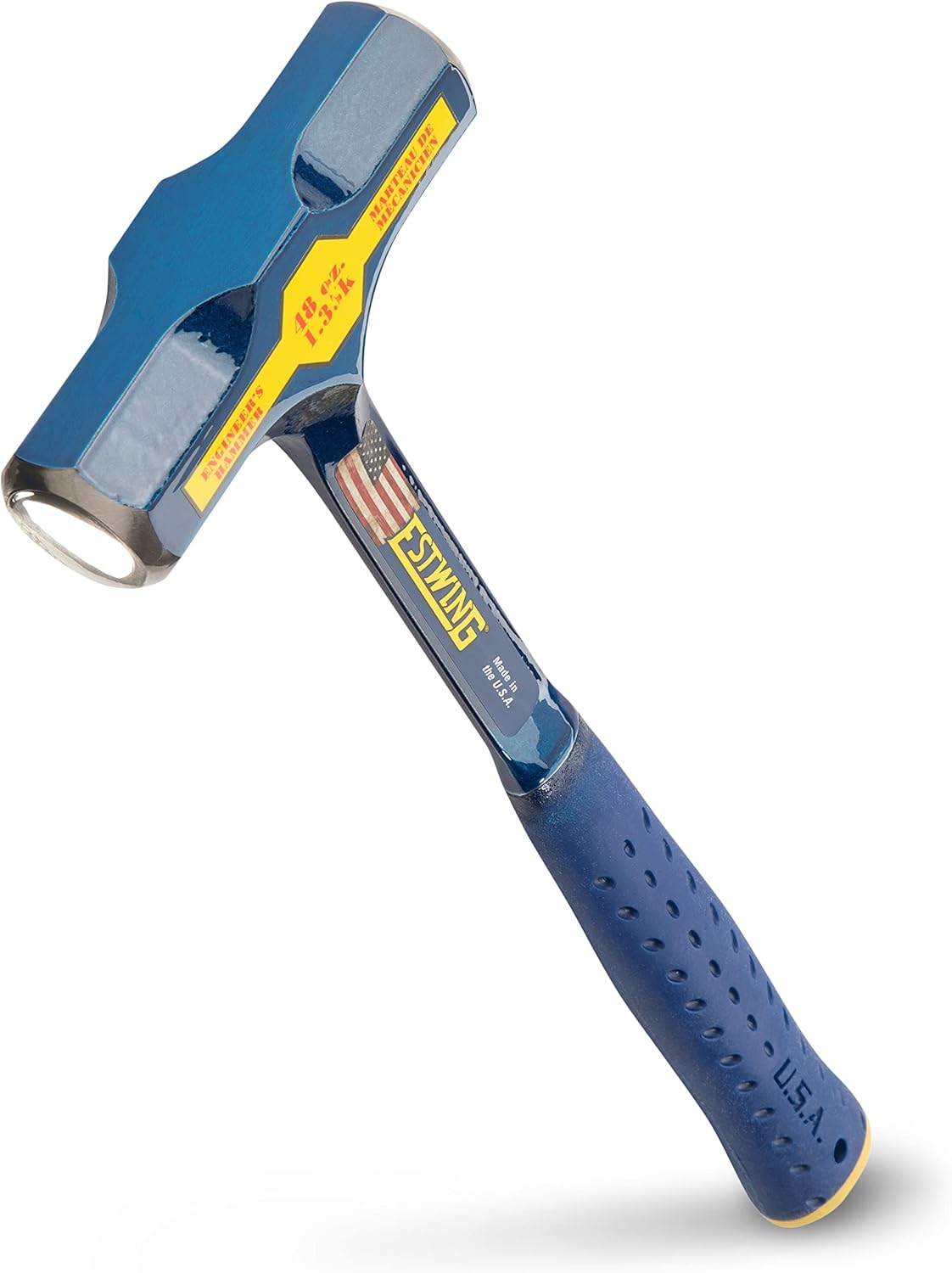 ESTWING BIG BLUE Engineer's Hammer - 48 oz Sledge with Forged Steel Construction & Shock Reduction Grip - E6-48E - Image 1
