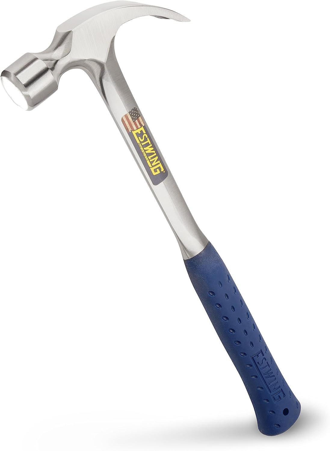 ESTWING Framing Hammer - 22 oz Long Handle Curved Claw with Smooth Face & Shock Reduction Grip - E3-22C, Silver - Image 1