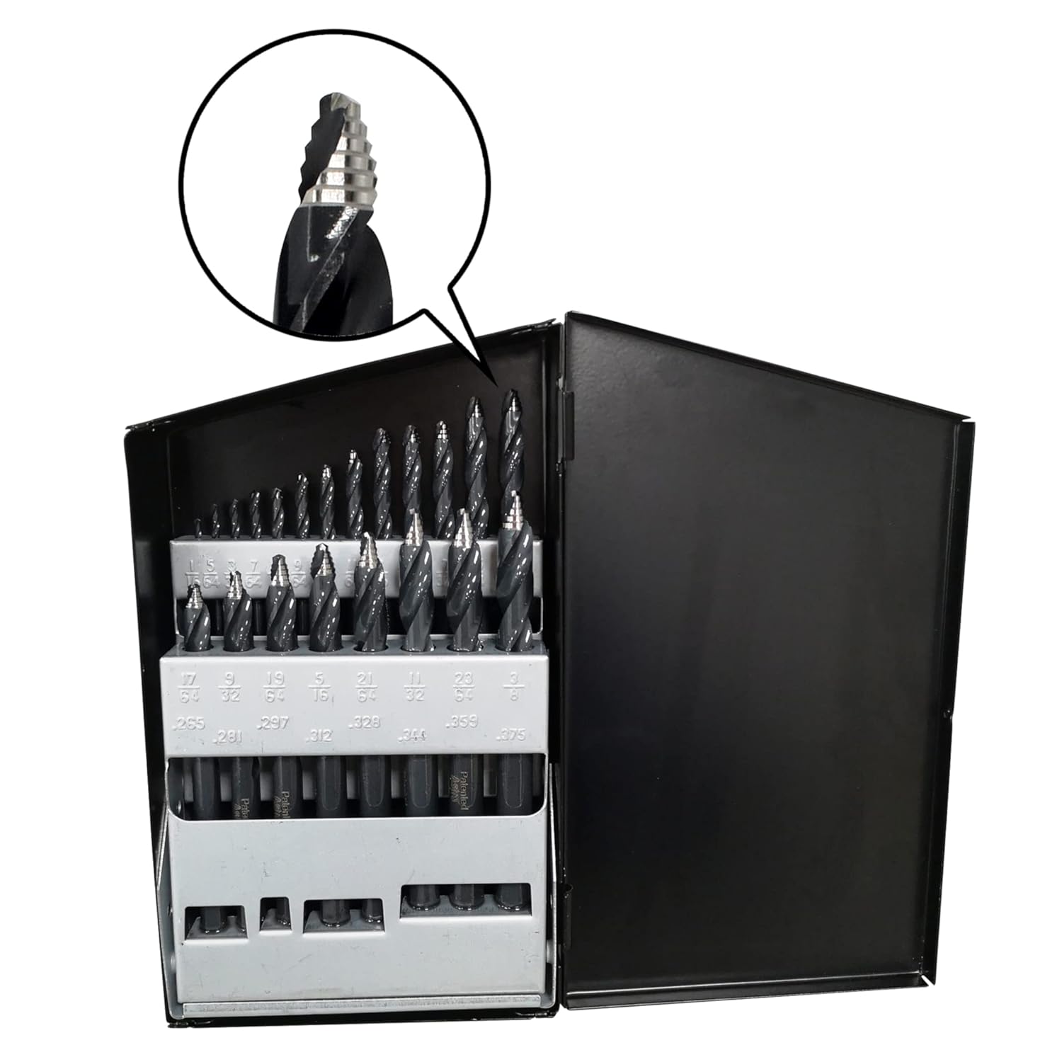 Astro Tools TS21 Onyx 21pc TurboStep HSS Mechanics Length 1/16" - 3/8" Drill Bit Set - Image 1