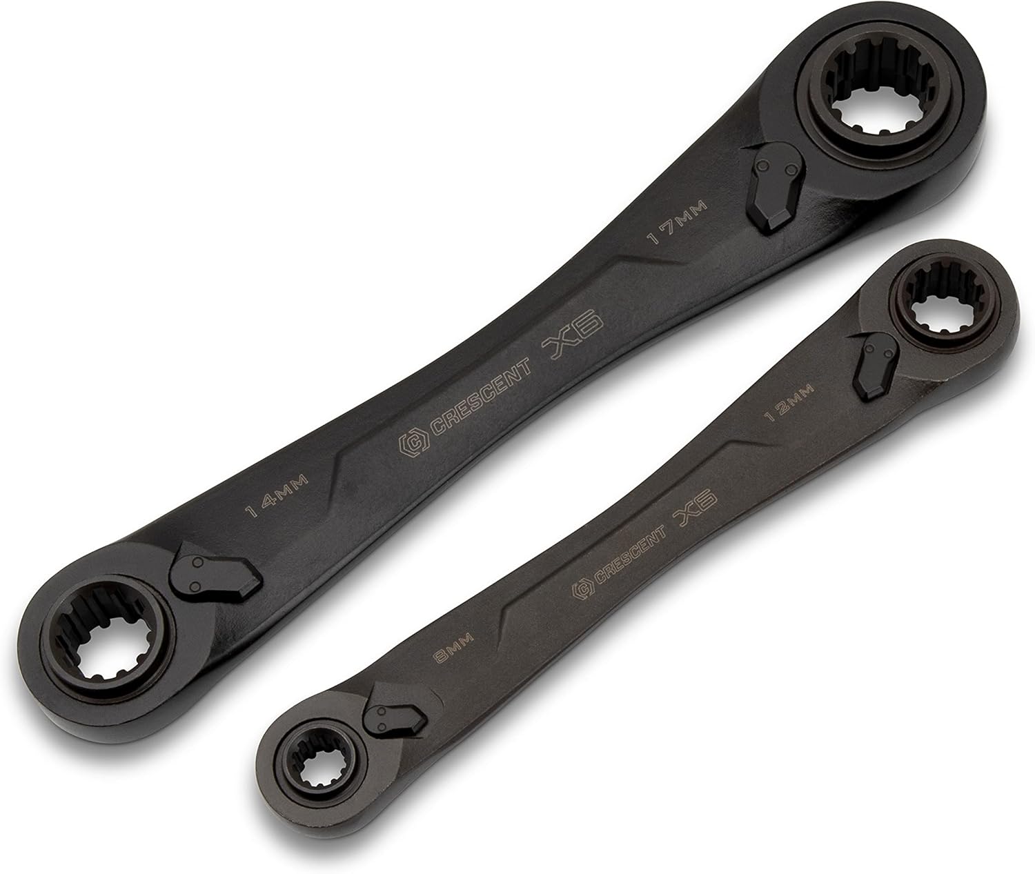 Crescent 2 Piece X6 4-in-1 Black Oxide Spline Ratcheting Metric Wrench Set - CX6DBM2 - Image 1