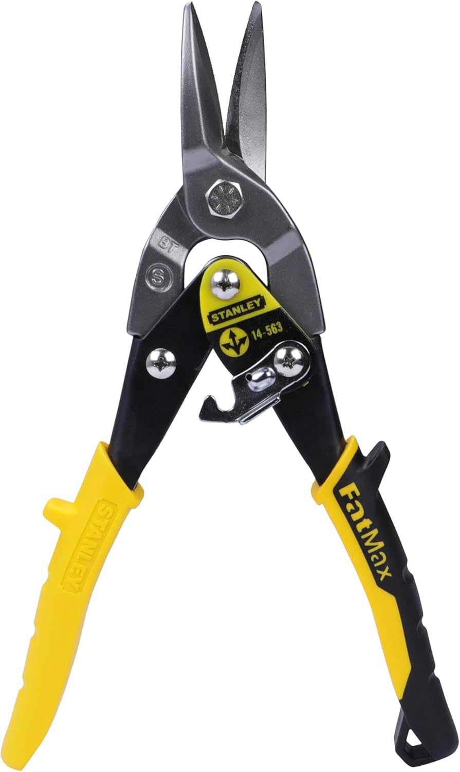 Stanley 2-14-563 "MaxSteel" straight Aviation Snips, 9.84", Black/Yellow - Image 1