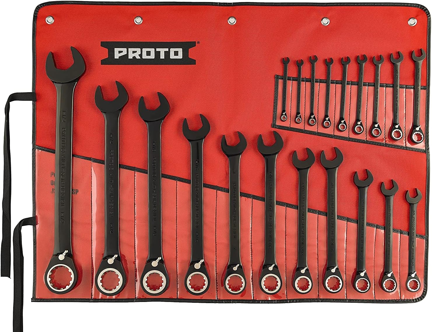 20 pc BLK Chrome Reversible Combo Ratchet Wrench Set-Spline - Image 1