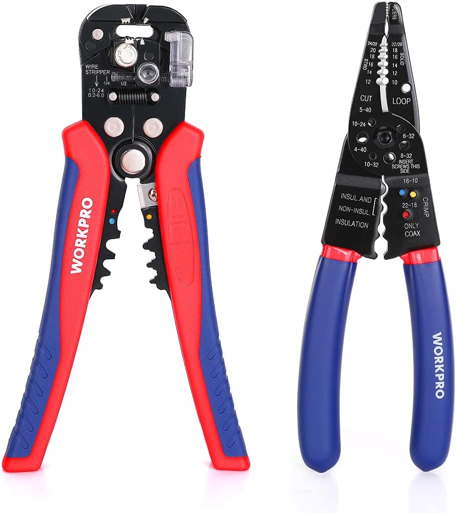 WORKPRO Wire Stripper Set, 8-Inch Multi-Tool Stripper and 8-Inch Self-Adjusting Wire Stripper Set for Stripping, Cutting and Crimping - Image 1