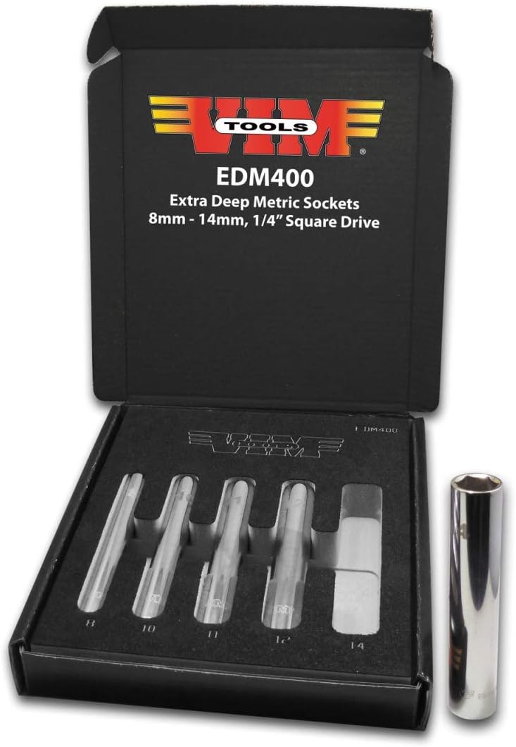 VIM Tools EDM411 11mm Extra Deep Metric socket, 1/4" square drive, chrome - Image 1
