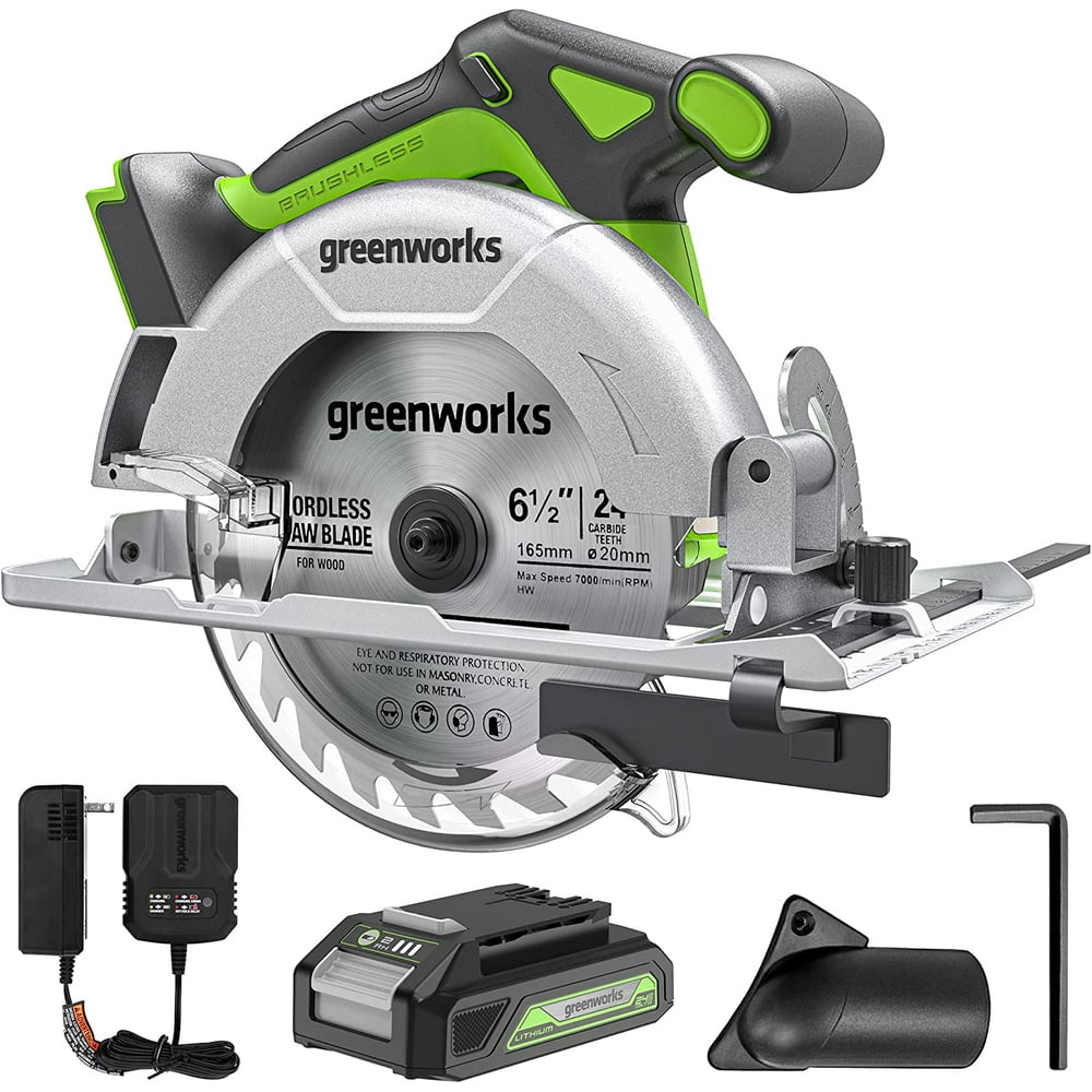 Greenworks 24-volt 6 -Amp 6-1/2-in Worm Drive Brushless Cordless Circular saw (Battery Included and Charger Included) - Image 1