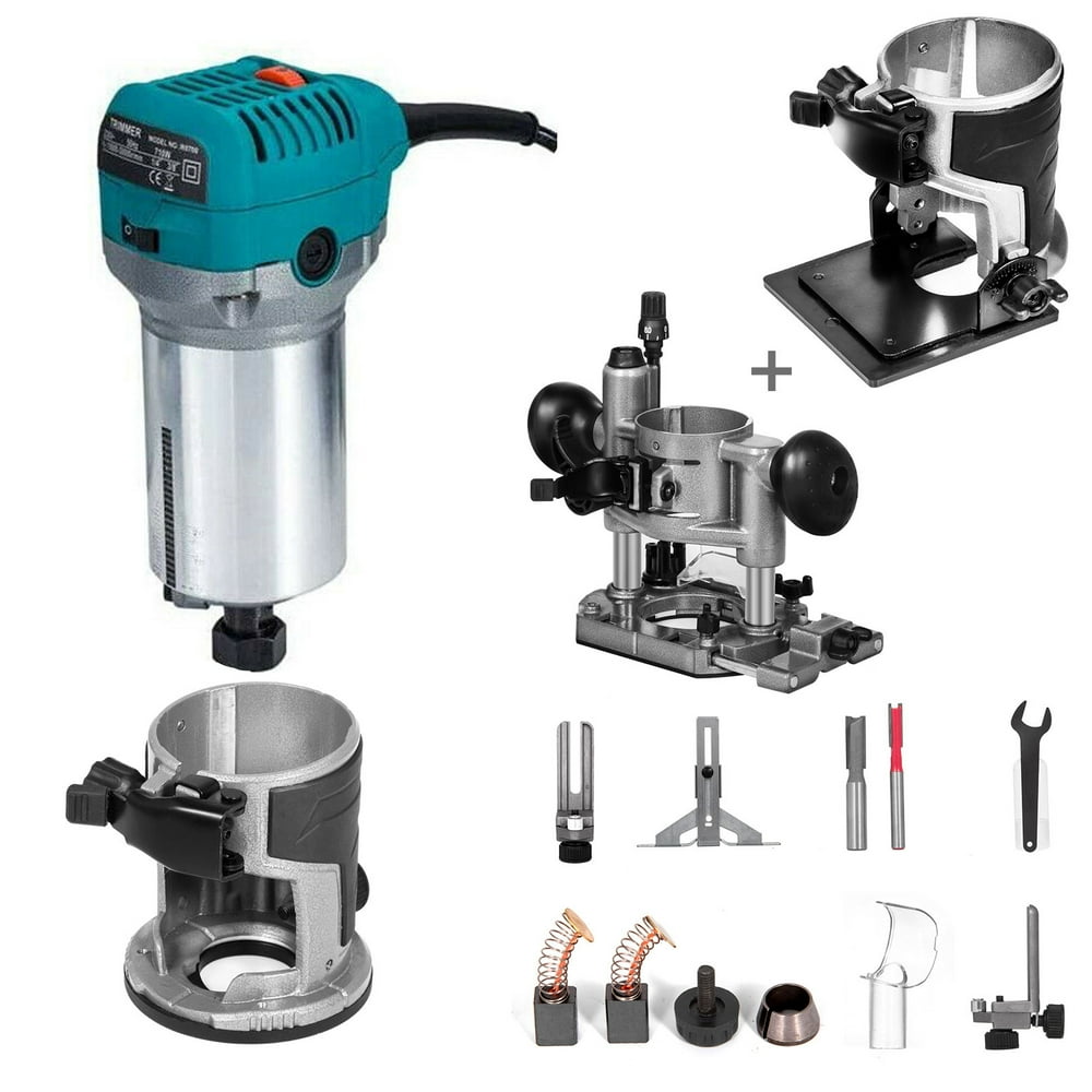 VEVOR 800W Max Torque Variable Speed 30,000RPM Compact Router with Collets 1/4" & 3/8" 1x Plunge Base & 1x Tilt Base - Image 1