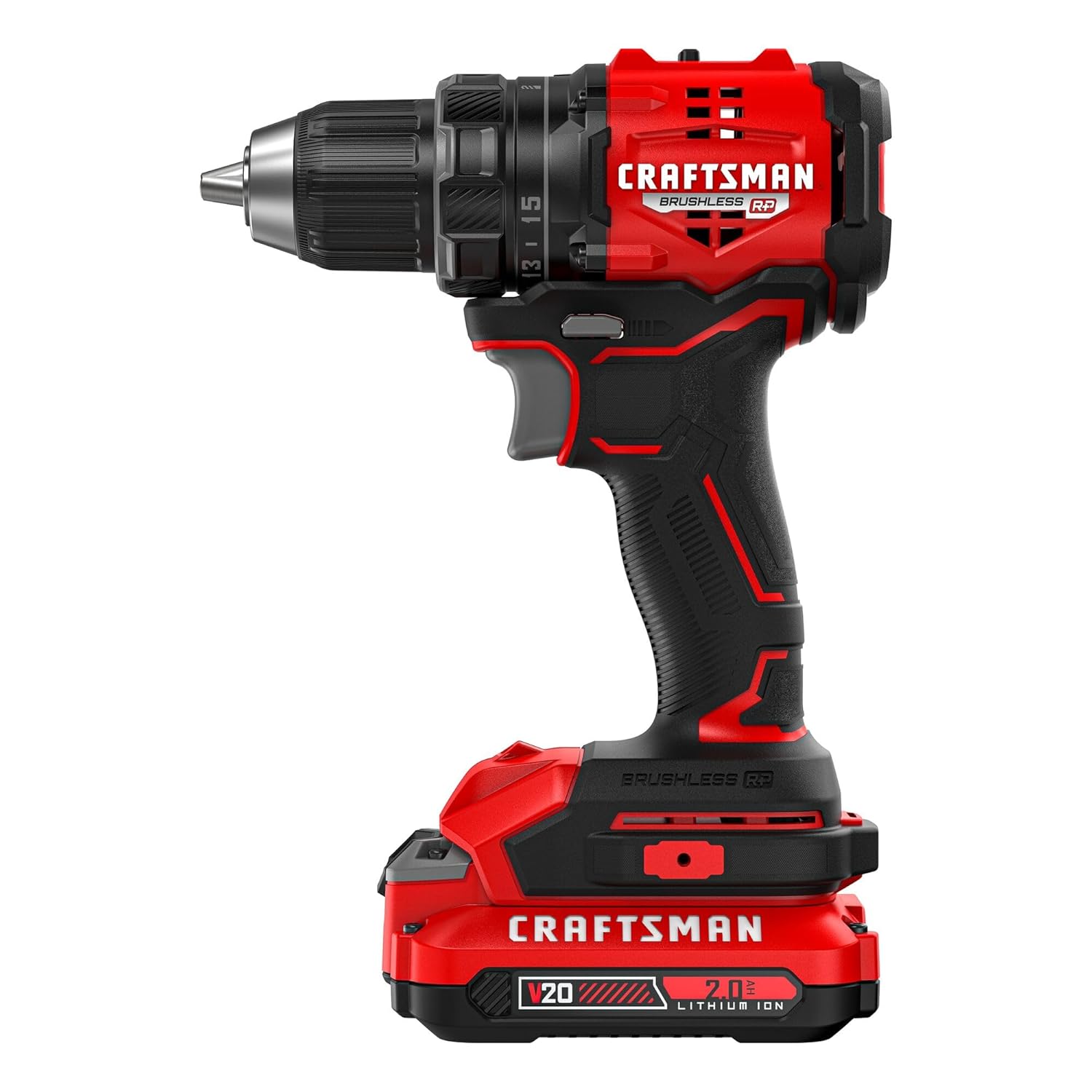 CRAFTSMAN V20 BRUSHLESS RP Compact Drill/Driver, Variable Speeed Trigger, Built In LED, Includes Battery and Charger (CMCD714D1) - Image 1