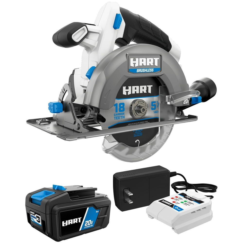 HART 20-Volt Brushless 5-1/2-inch Compact Circular Saw with 4Ah Battery and Charger Starter Kit Bundle - Image 1