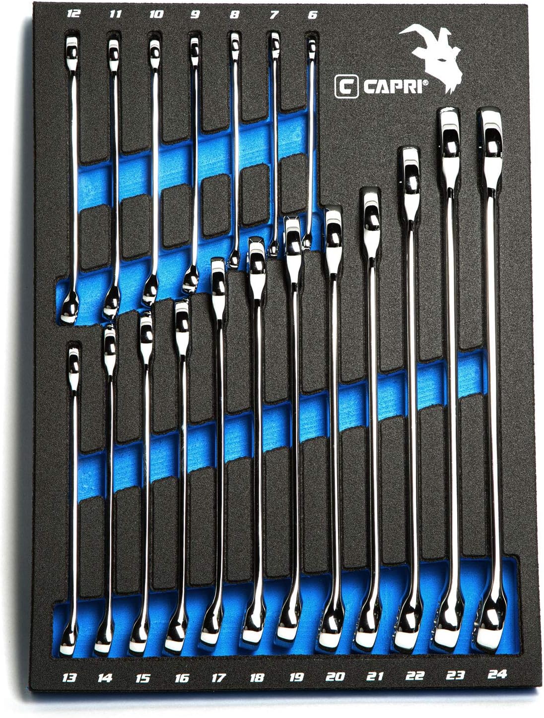 Combination Wrench Set W The Mechanic's Tray, Metric 6 to 24 mm, 19Pcs - Image 1