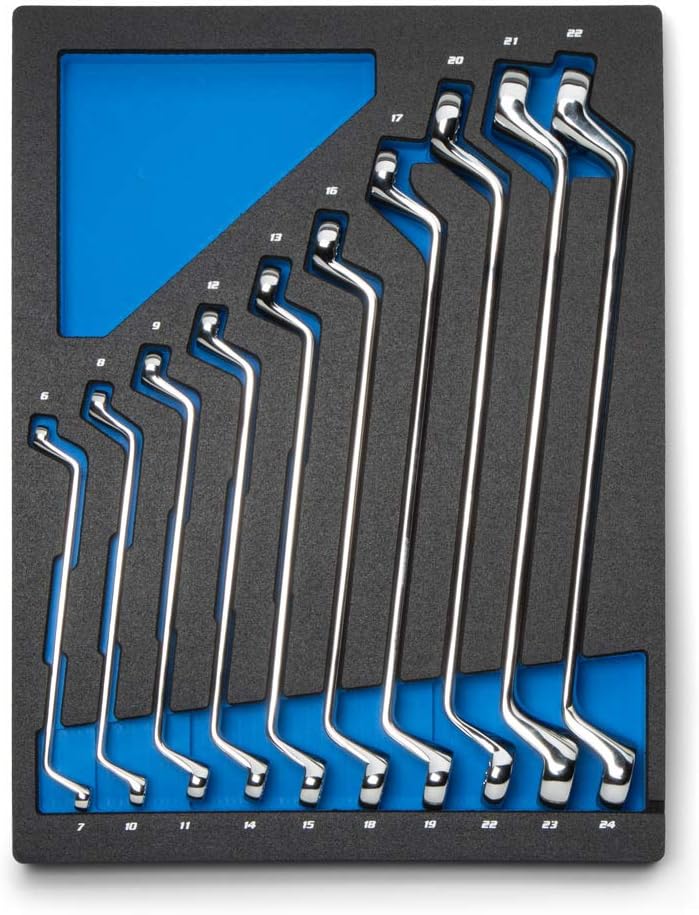 Capri Tools 75-Degree Deep Offset Double Box End Wrench Set, 6 to 24 mm, Metric, 10-Piece with Mechanic's Tray - Image 1